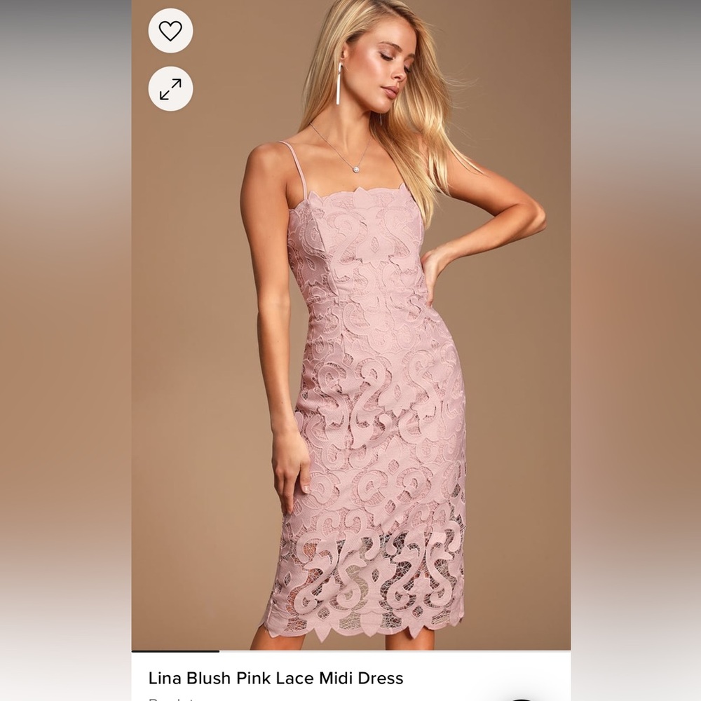 Bardot Lina Blush Pink Lace Midi Dress